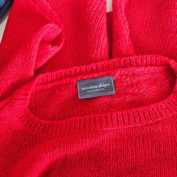 Wooden Ships | Wool Mohair Heart Pullover Knit Sweater, Womens Medium Large - Picture 6 of 7